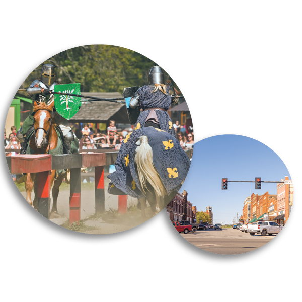 Photo Bubles of Guthrie and a Renaissance Fair